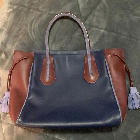 Longchamp Bags Longchamp Blue And Red Small Tote Poshmark